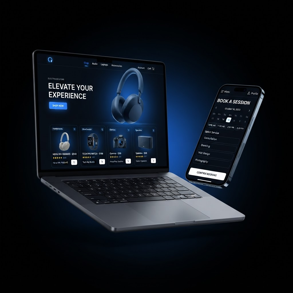 Preview of premium websites Aretvona designs, shown on a laptop and a phone