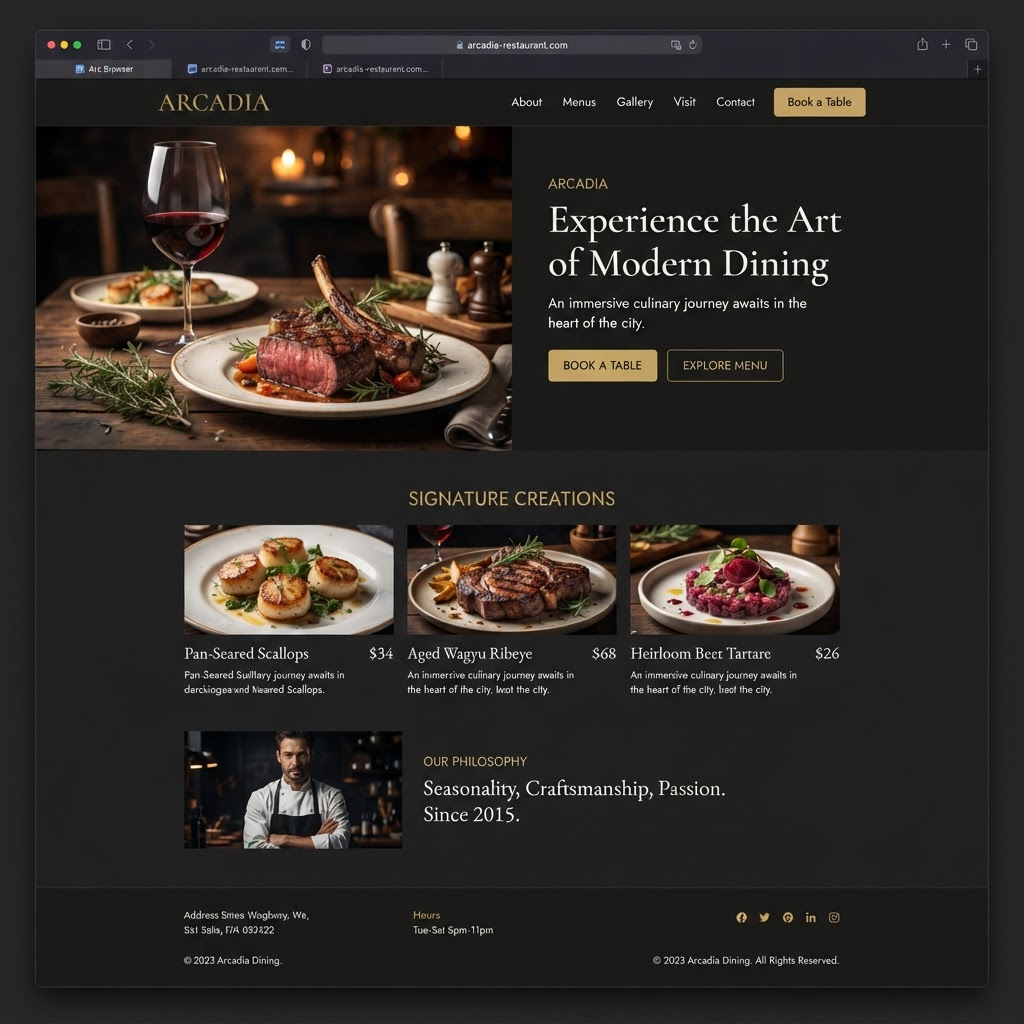 Website designed by Aretvona for Restaurant (Demo)